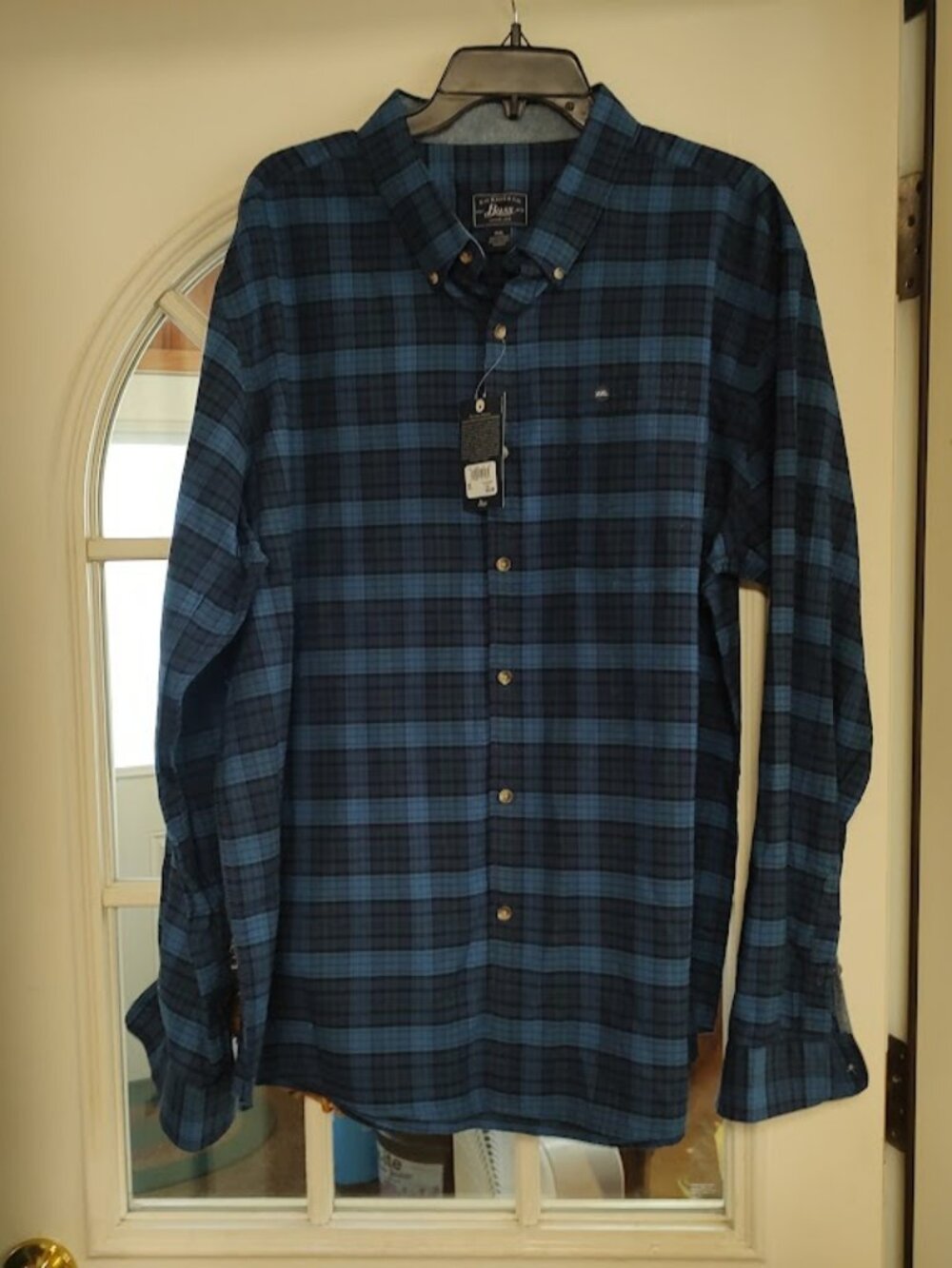 New G H Bass Blue Plaid Long Sleeve Button Down Shirt Size Men's XXL